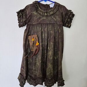 VGUC Carolina Zapf Girls Brown Green Gold Dress size 6